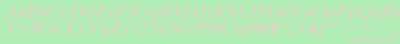 KudrashovcttItalic-fontti – vaaleanpunaiset fontit vihreällä taustalla