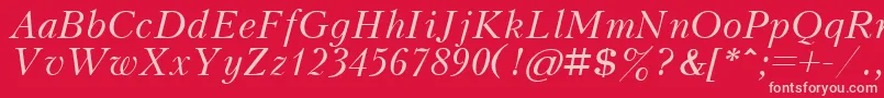 フォントKudrashovcttItalic – 赤い背景にピンクのフォント