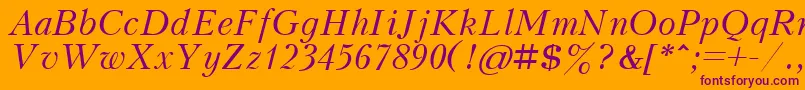 Czcionka KudrashovcttItalic – fioletowe czcionki na pomarańczowym tle