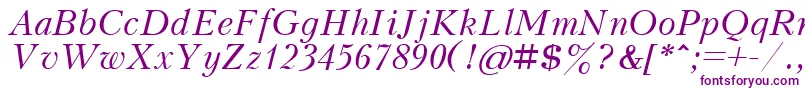 フォントKudrashovcttItalic – 紫色のフォント