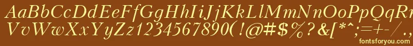 Czcionka KudrashovcttItalic – żółte czcionki na brązowym tle