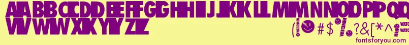 Шрифт Watchmen – фиолетовые шрифты на жёлтом фоне