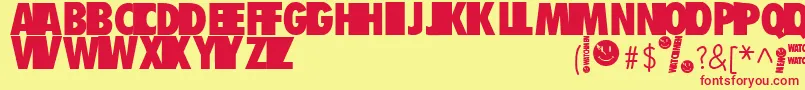 Watchmen Font – Red Fonts on Yellow Background