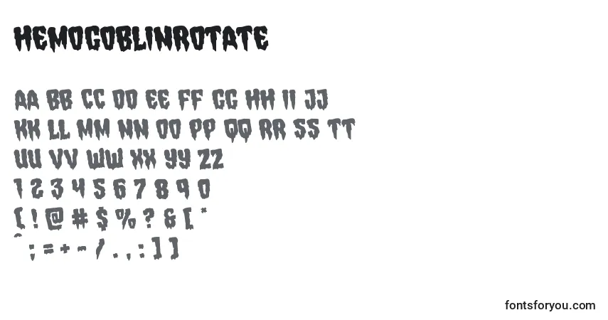 Schriftart Hemogoblinrotate – Alphabet, Zahlen, spezielle Symbole