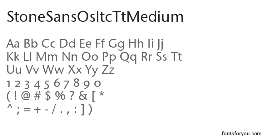 Czcionka StoneSansOsItcTtMedium – alfabet, cyfry, specjalne znaki