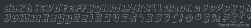 SfRetroesqueShadedOblique-fontti – harmaat kirjasimet mustalla taustalla