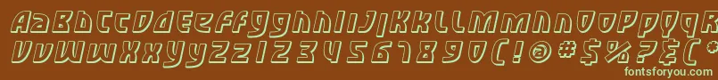 フォントSfRetroesqueShadedOblique – 緑色の文字が茶色の背景にあります。