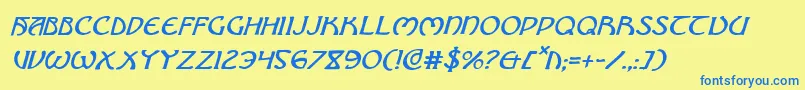 BrinAthynItalic Font – Blue Fonts on Yellow Background