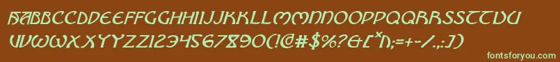 BrinAthynItalic Font – Green Fonts on Brown Background
