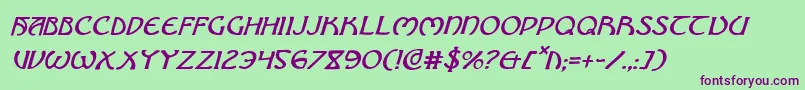 BrinAthynItalic Font – Purple Fonts on Green Background