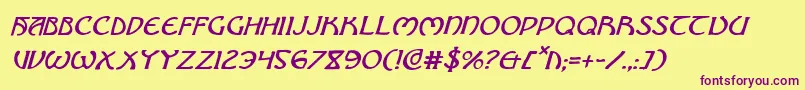 BrinAthynItalic Font – Purple Fonts on Yellow Background