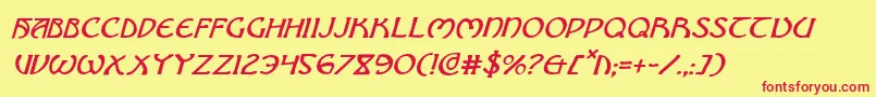 BrinAthynItalic Font – Red Fonts on Yellow Background