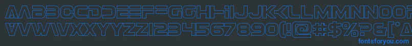 Eurofighterout-Schriftart – Blaue Schriften auf schwarzem Hintergrund