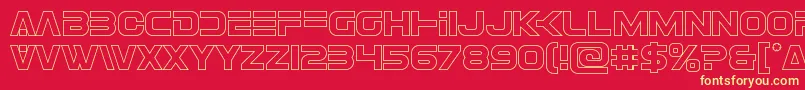 フォントEurofighterout – 黄色の文字、赤い背景