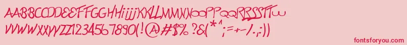 Fonte Electronik – fontes vermelhas em um fundo rosa