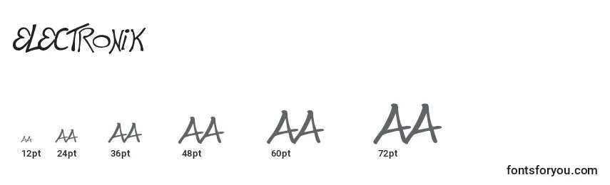 Размеры шрифта Electronik