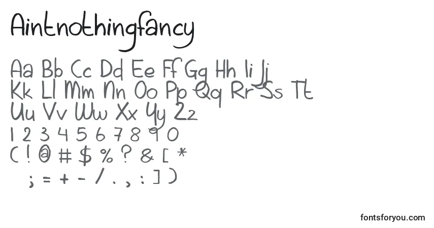 A fonte Aintnothingfancy – alfabeto, números, caracteres especiais