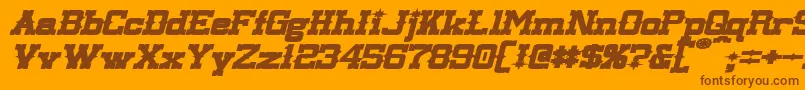 フォントLassiterExtendedBoldItalic – オレンジの背景に茶色のフォント