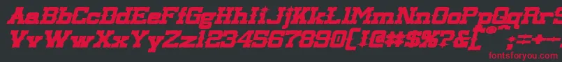 フォントLassiterExtendedBoldItalic – 黒い背景に赤い文字
