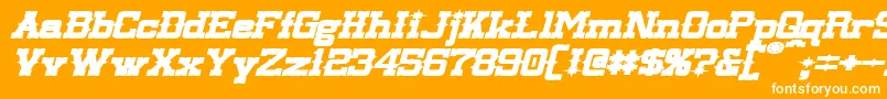 LassiterExtendedBoldItalic-Schriftart – Weiße Schriften auf orangefarbenem Hintergrund