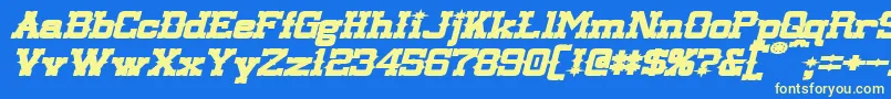 フォントLassiterExtendedBoldItalic – 黄色の文字、青い背景