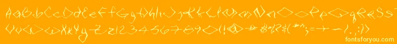 VtcSeejobendRegular-Schriftart – Gelbe Schriften auf orangefarbenem Hintergrund