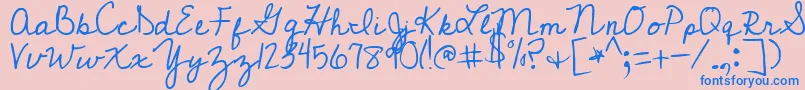 Czcionka CedarvillePnkfun1Cursive – niebieskie czcionki na różowym tle