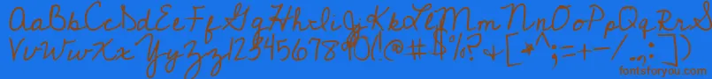 CedarvillePnkfun1Cursive-Schriftart – Braune Schriften auf blauem Hintergrund