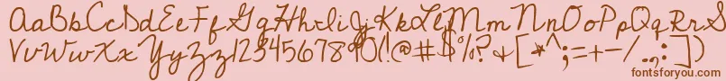 CedarvillePnkfun1Cursive-Schriftart – Braune Schriften auf rosa Hintergrund