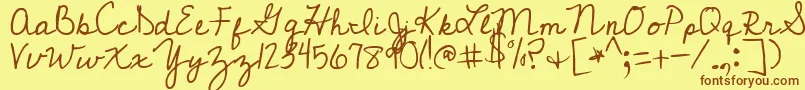 CedarvillePnkfun1Cursive Font – Brown Fonts on Yellow Background