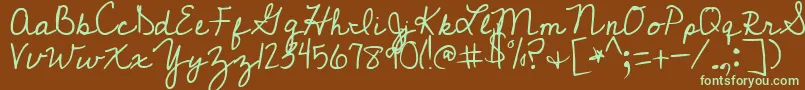 CedarvillePnkfun1Cursive-Schriftart – Grüne Schriften auf braunem Hintergrund