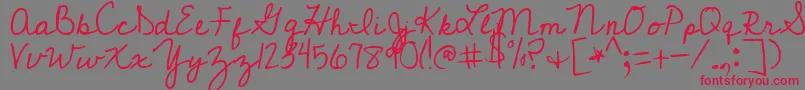 CedarvillePnkfun1Cursive-Schriftart – Rote Schriften auf grauem Hintergrund