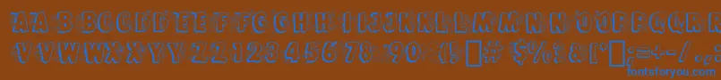 FlintstonesBt-Schriftart – Blaue Schriften auf braunem Hintergrund