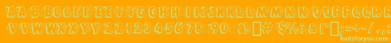 FlintstonesBt-Schriftart – Grüne Schriften auf orangefarbenem Hintergrund