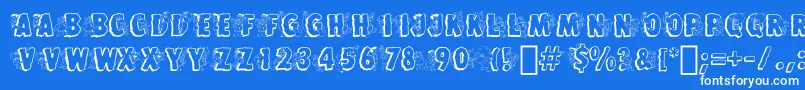 FlintstonesBt-Schriftart – Weiße Schriften auf blauem Hintergrund