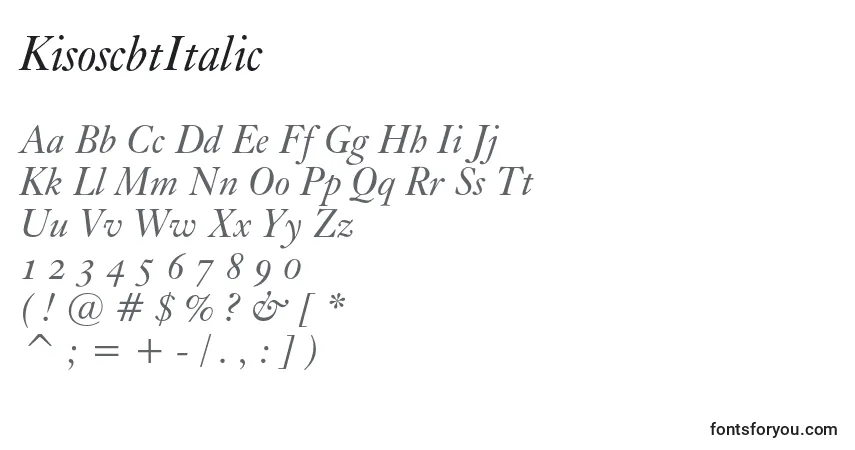Schriftart KisoscbtItalic – Alphabet, Zahlen, spezielle Symbole