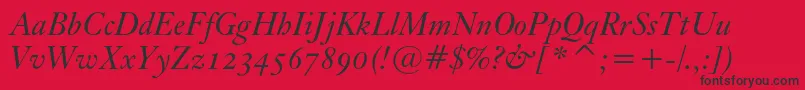 フォントKisoscbtItalic – 赤い背景に黒い文字
