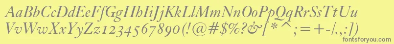 KisoscbtItalic Font – Gray Fonts on Yellow Background
