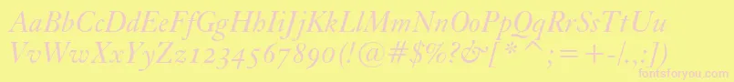 KisoscbtItalic Font – Pink Fonts on Yellow Background