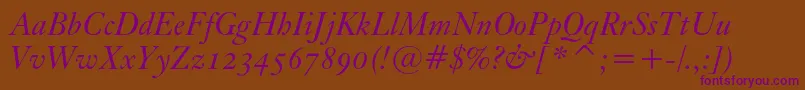 KisoscbtItalic Font – Purple Fonts on Brown Background