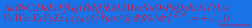 KisoscbtItalic Font – Red Fonts on Blue Background