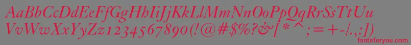 KisoscbtItalic Font – Red Fonts on Gray Background