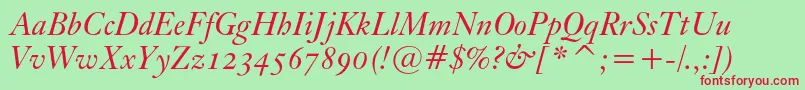 KisoscbtItalic Font – Red Fonts on Green Background