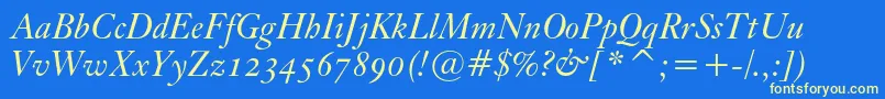 KisoscbtItalic Font – Yellow Fonts on Blue Background