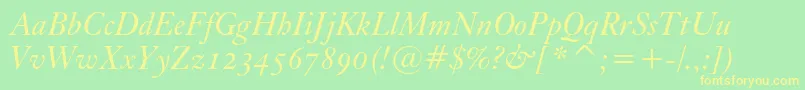 KisoscbtItalic Font – Yellow Fonts on Green Background
