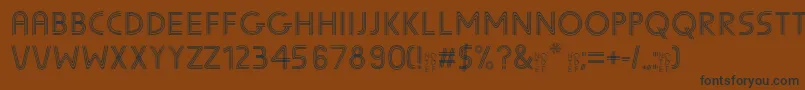 フォントSunscreenTrilineequal – 黒い文字が茶色の背景にあります