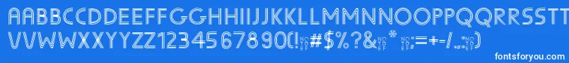フォントSunscreenTrilineequal – 青い背景に白い文字