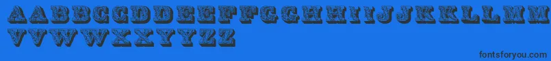 LettresOmbreesOrnees Font – Black Fonts on Blue Background