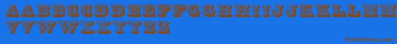 LettresOmbreesOrnees Font – Brown Fonts on Blue Background
