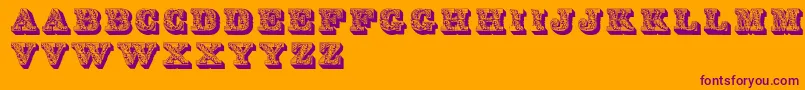 LettresOmbreesOrnees Font – Purple Fonts on Orange Background